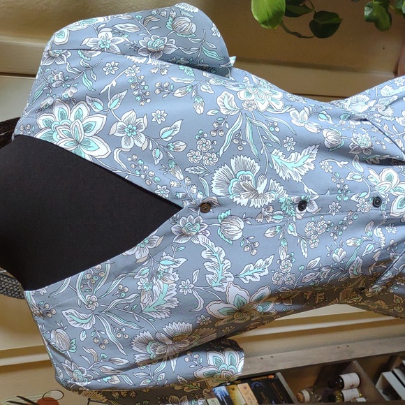 Loft Sz 6P Hazy Skies Pansy Garden Button-Up Belted Midi Dress - Picture 5 of 6